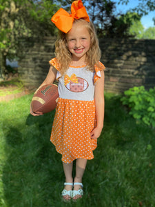 Orange & White Football Applique Dress