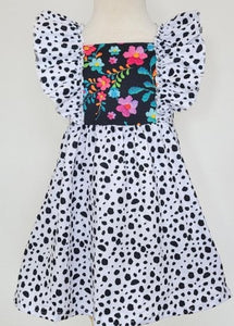 Dainty Dalmatian Flutter Sleeve Dress